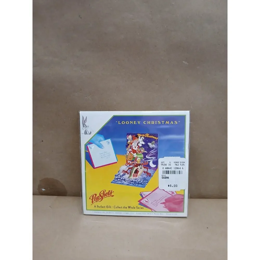 Vintage Looney Tunes Christmas PopShots 3D Greeting Card USA Bugs Bunny Taz New